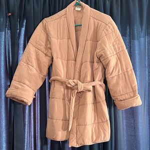 Soma Blush Pink Puffer Quilted Blanket Robe with tie belt and pockets